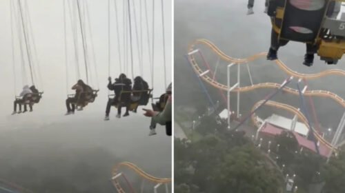 SIX FLAGS LLUVIA JUEGO MECANICO GENTE ATRAPADA