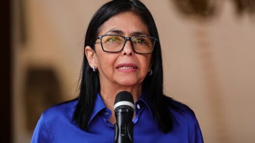 CARACAS, VENEZUELA - JANUARY 14: Venezuela's interim president Delcy Rodríguez speaks during a press conference regarding the release of prisoners in Venezuela at Miraflores Palace on January 14, 2026 in Caracas, Venezuela. Delcy Rodriguez stated that the government continues to evaluate cases to make further progress on the release of political prisoners that started after Nicolas Maduro was captured by US forces. Relatives claim that the releases have been very few compared to the more than 800 allegedly detained for political reasons. (Photo by Jesus Vargas/Getty Images)