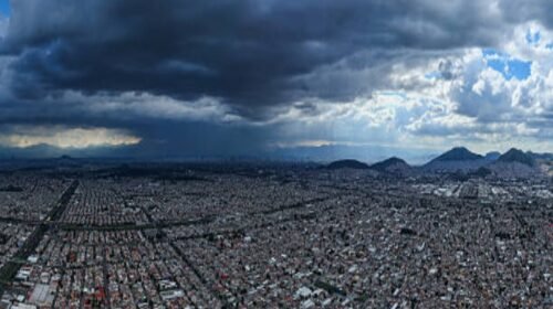 Drone photography capturing Ecatepec's stormy weather