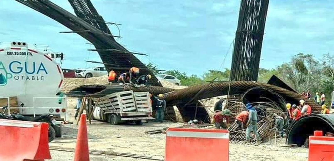 Colapsa estructura del Tren Maya en Chetumal: lluvias y vientos derriban parte de un puente en construcción